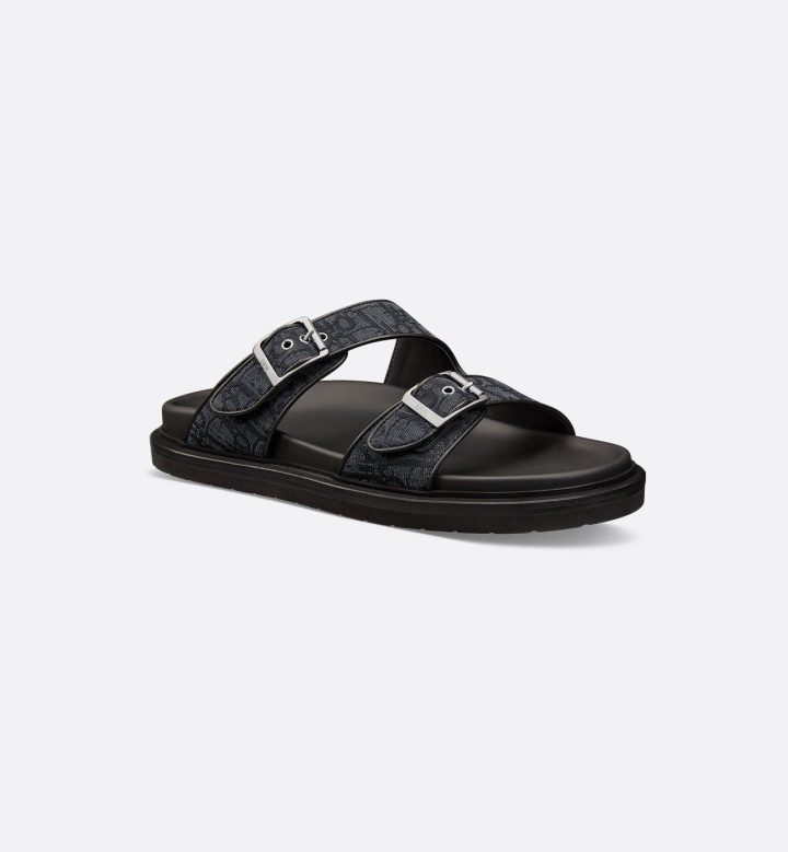 Dior Aqua Dubbel Band Sandal - Zwart