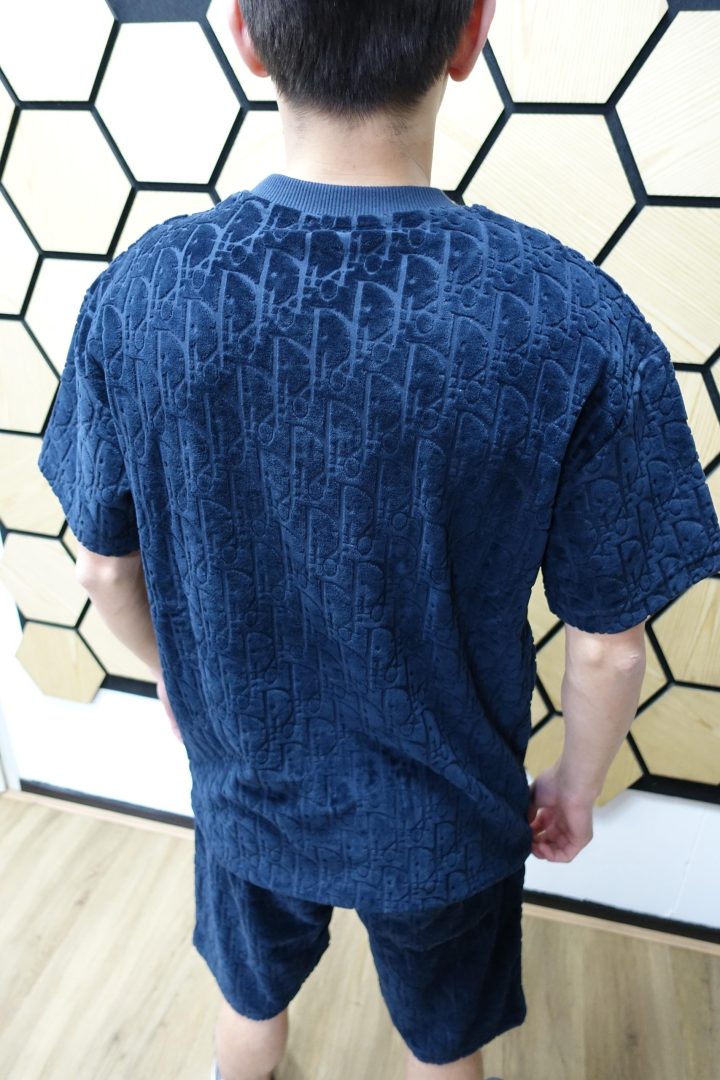 Christian Dior Oblique Jacquard Terry Cotton Relaxed Fit - Blue
