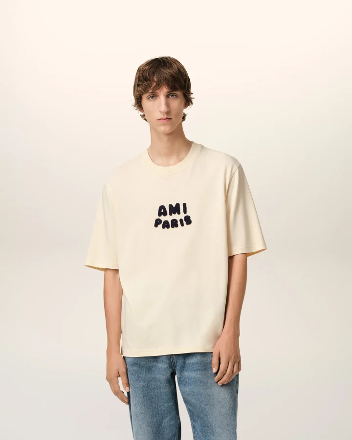 Ami Paris Patch T-Shirt Beige