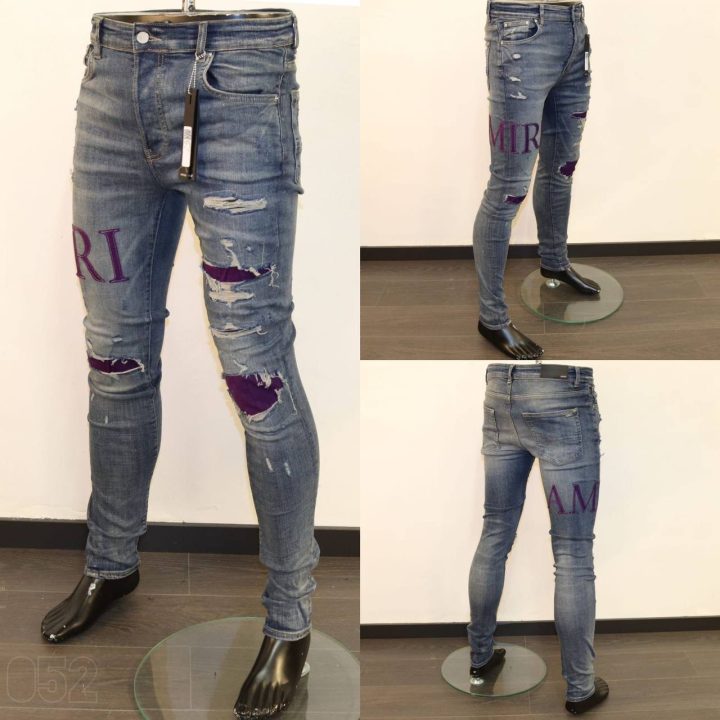 Amiri Shadow Slash Jeans - Licht Blauw