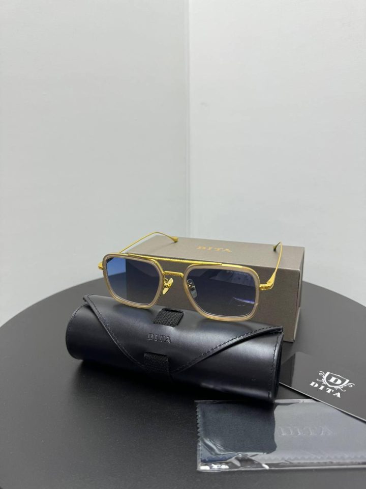 Zonnebril DITA Flight Goud met Blauw glas