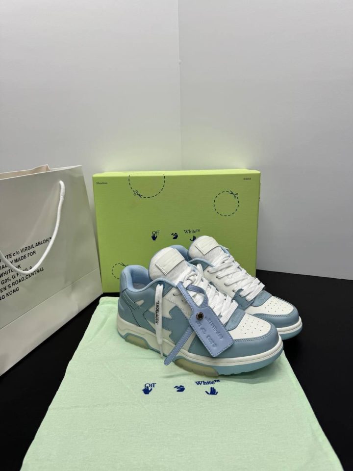 Off white out of office calf leather – Baby Blue